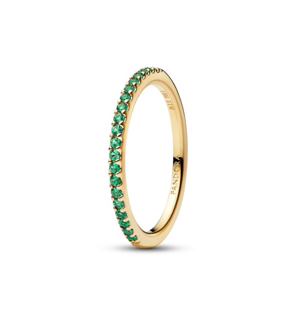 162999C03-48 14k gold-plated ring with ocean green crystal