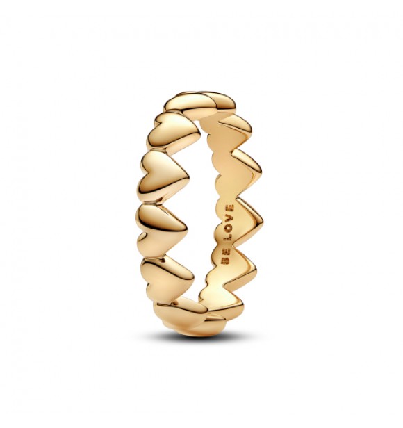 PANDORA 163427C00 Anillo de corazones bañado en oro de 14k