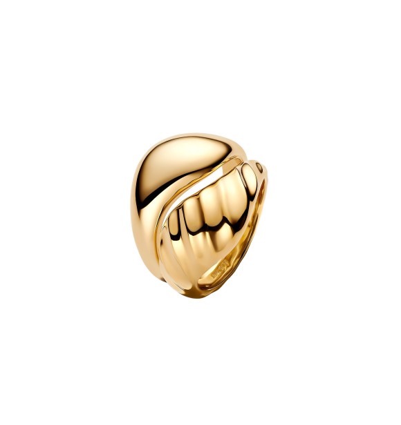 PANDORA 163832C00 Rippled 14k gold-plated ring set