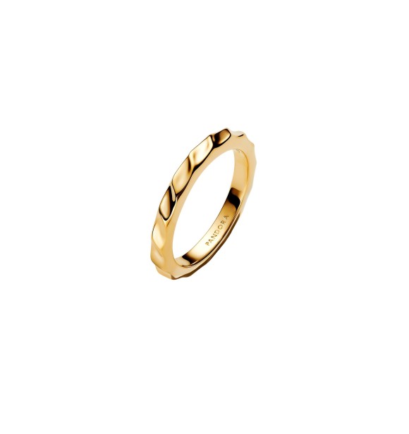 PANDORA 163885C00 Rippled 14k gold-plated ring