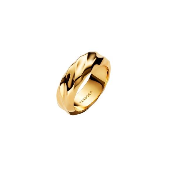 PANDORA 163886C00 Rippled 14k gold-plated ring
