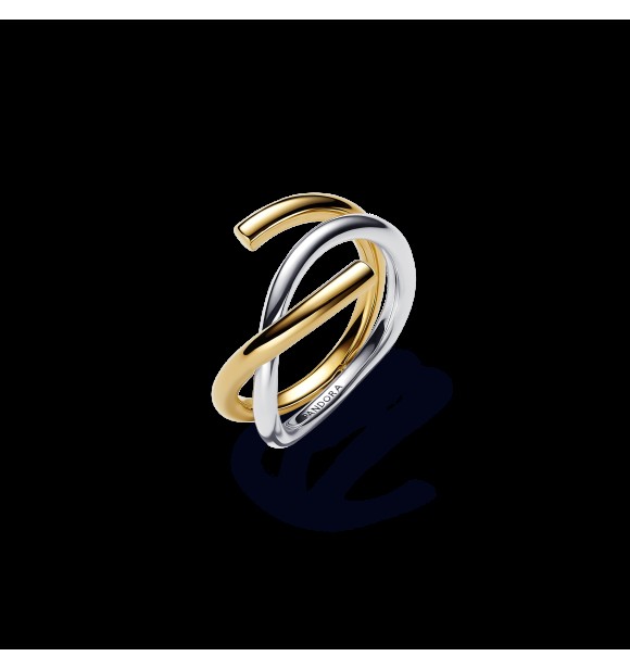 163889C00-50 Organically shaped sterling silver and 14k gold-plated ring