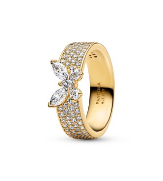 PANDORA 164270C01 Anillo mariposa bañado en oro de 14k con circonita cúbica transparente