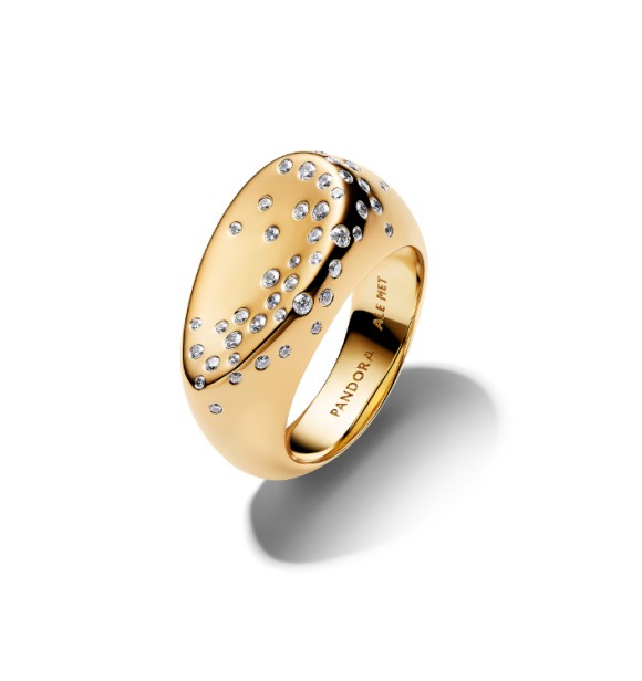 164671C01-56 14k gold-plated ring with clear cubic zirconia
