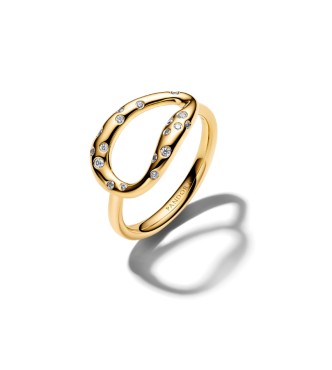 164676C01-48 14k gold-plated ring with clear cubic zirconia