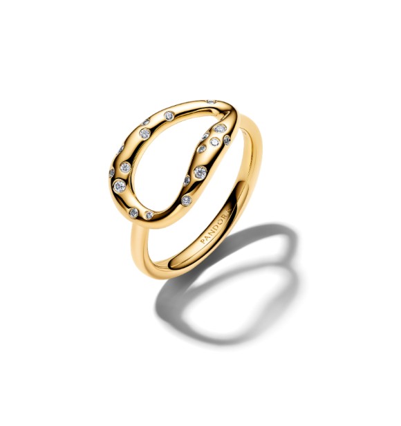 164676C01-60 14k gold-plated ring with clear cubic zirconia