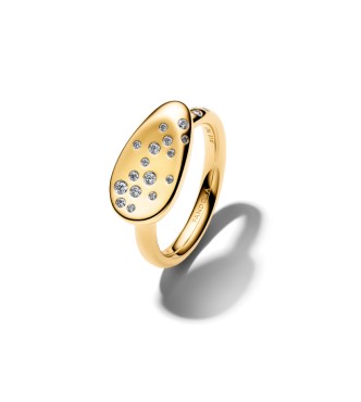 164707C01-52 14k gold-plated ring with clear cubic zirconia