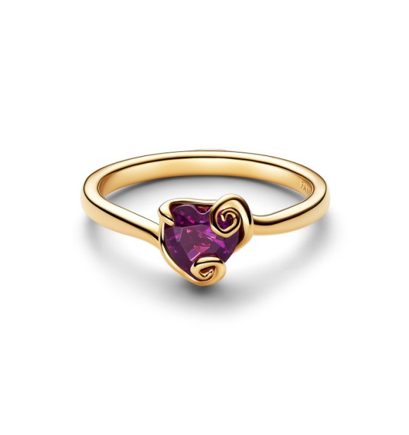 PANDORA 164734C01 Disney Sally 14k gold-plated ring with violet purple crystal