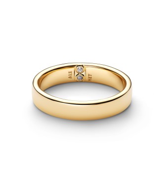 PANDORA 164776C01 Engravable 14k gold-plated ring with clear cubic zirconia