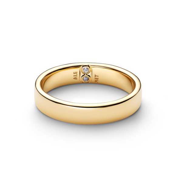 PANDORA 164776C01 Engravable 14k gold-plated ring with clear cubic zirconia