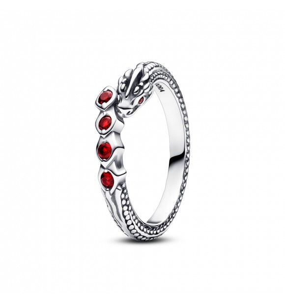 PANDORA 192968C01-48 Anillo Project House Dragon de plata de primera ley con cristal rojo salsa