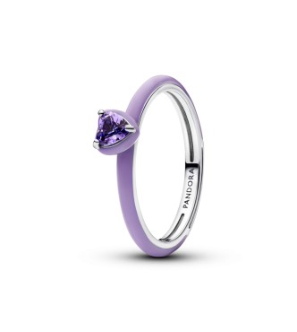 PANDORA 193088C04 Heart sterling silver ring with royal purple crystal and purple enamel
