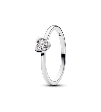 193115C01-60 Heart sterling silver ring with 0.25 ct TW G-J VS+ round brilliant excellent cut lab-grown diamond