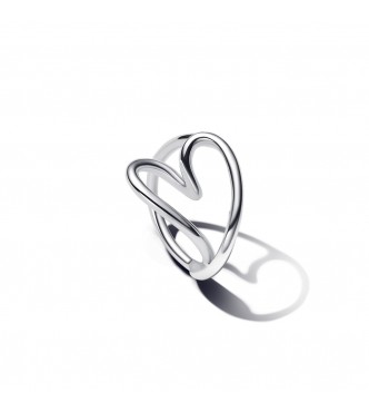 PANDORA 193288C00 Anillo en plata de ley Corazón Forma Orgánica