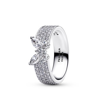 PANDORA 194270C01 Anillo de plata de ley con forma de mariposa y circonitas transparentes.