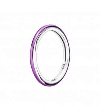Sterling silver ring with transparent purple enamel