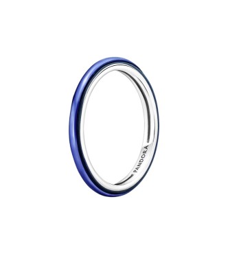 Sterling silver ring with transparent royal blue enamel