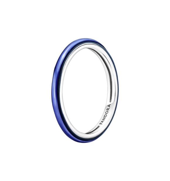 Sterling silver ring with transparent royal blue enamel