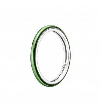 Sterling silver ring with transparent green enamel