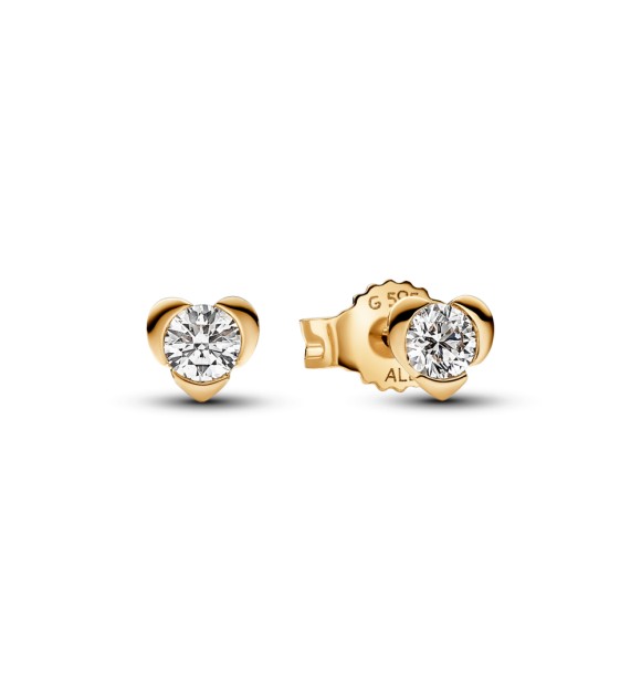 253111C01 Heart 14k gold stud earrings with 0.30 ct TW G-J VS+ round brilliant excellent cut lab-grown diamond