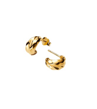 PANDORA 263873C00 Rippled 14k gold-plated hoop earrings