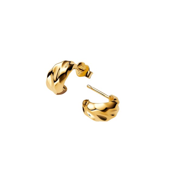 PANDORA 263873C00 Rippled 14k gold-plated hoop earrings