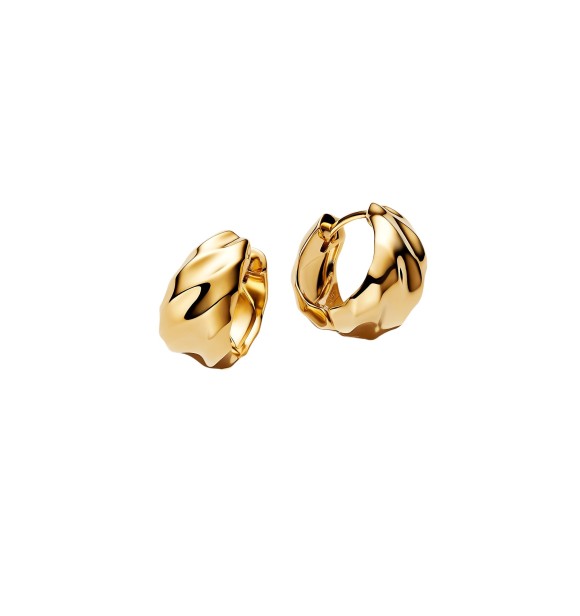 PANDORA 263874C00 Rippled 14k gold-plated hoop earrings