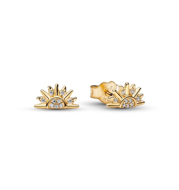 264627C01 Sunrise 14k gold-plated stud earrings with clear cubic zirconia
