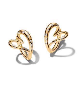 264664C01 14k gold-plated hoop earrings with clear cubic zirconia