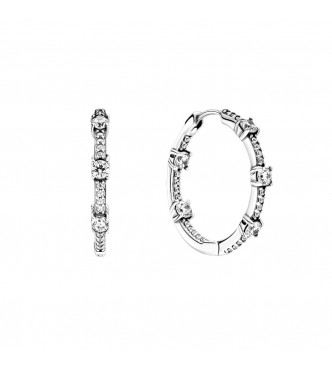 Sterling silver hoop earrings with clear cubic zirconia