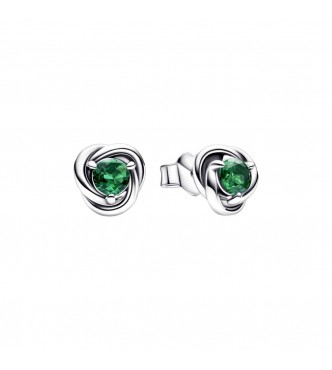 Sterling silver stud earrings with royal green crystal