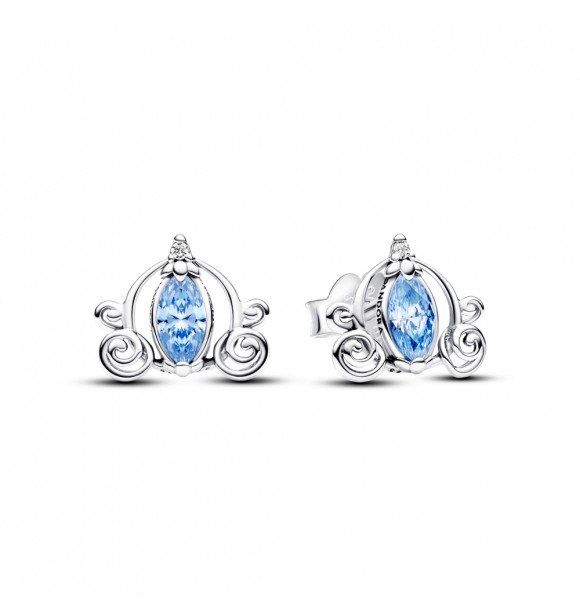 PANDORA 293060C01 Aretes de plata de ley de Cenicienta de Disney con elegantes circonitas cúbicas transparentes y azul claro