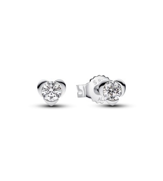293111C01 Heart sterling silver stud earrings with 0.30 ct TW G-J VS+ round brilliant excellent cut lab-grown diamond