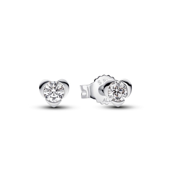 293111C01 Heart sterling silver stud earrings with 0.30 ct TW G-J VS+ round brilliant excellent cut lab-grown diamond