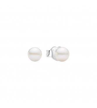 PANDORA 293168C01 Pendientes de plata de primera ley con perla cultivada de agua dulce tratada en color blanco de 4,
5 mm