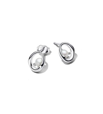 293295C01 Sterling silver stud earrings with white treated freshwater cultured pearl