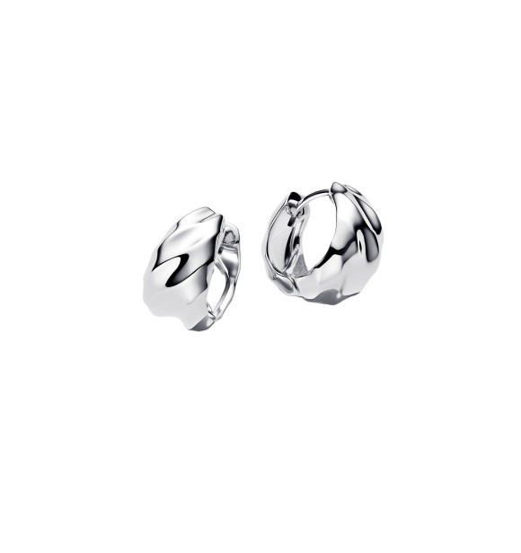 PANDORA 293874C00 Rippled sterling silver hoop earrings