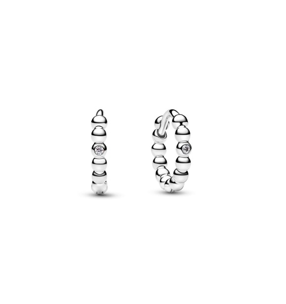 PANDORA 294823C01 Sterling silver huggie hoop earrings with clear cubic zirconia