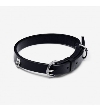 PANDORA 312262C01-M Collar para mascotas con acero inoxidable y tejido sin cuero negro