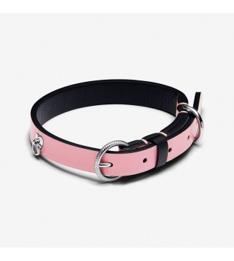 PANDORA 312262C02-L Collar para mascotas con acero inoxidable y tejido sin cuero negro