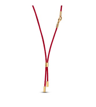 362880C02-45 Red recycled polyester cord necklace with 14k gold-plated ends