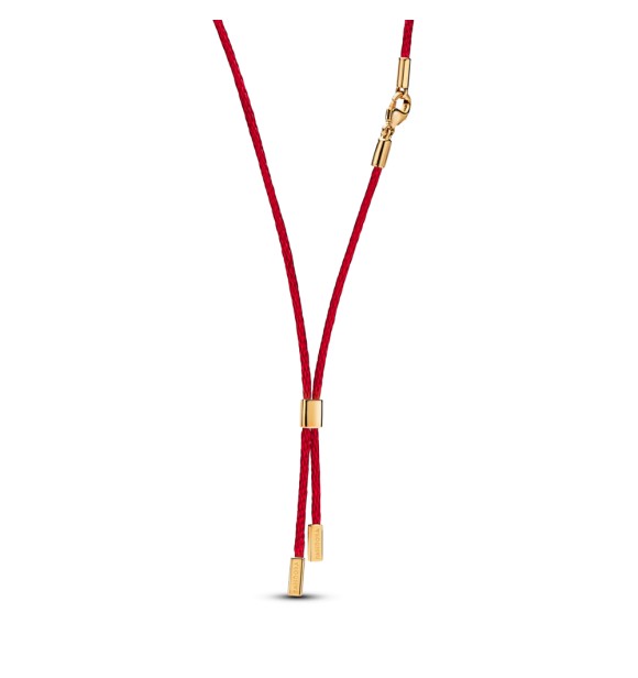 362880C02-45 Red recycled polyester cord necklace with 14k gold-plated ends