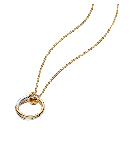 PANDORA 363882C00 Organically shaped sterling silver and 14k gold-plated pendant necklace