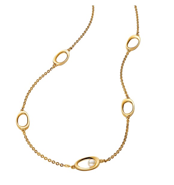 PANDORA 363883C01 14k gold-plated necklace with treated white freshwater cultured pearl