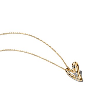 364669C01-60 Heart 14k gold-plated pendant necklace with clear cubic zirconia