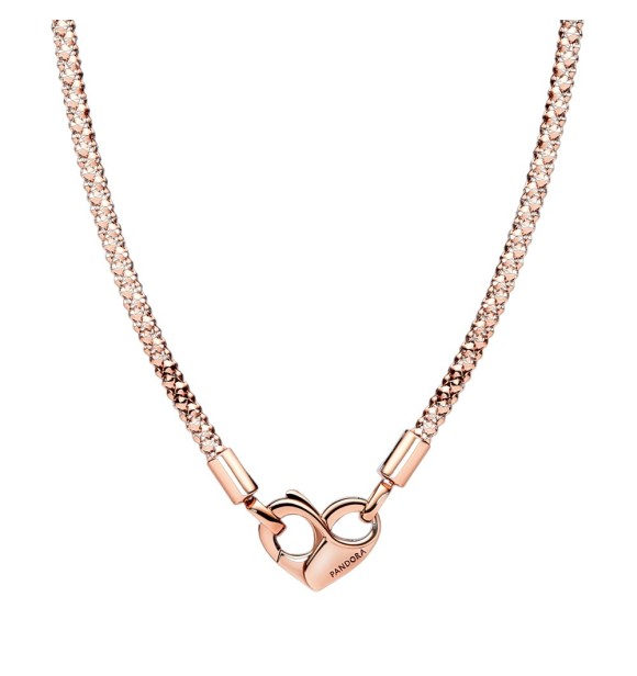 382451C00-45 Studded chain 14k rose gold-plated necklace with heart clasp