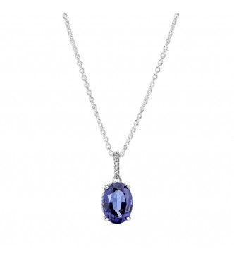 Sterling silver collier with princess blue crystal and clear cubic zirconia