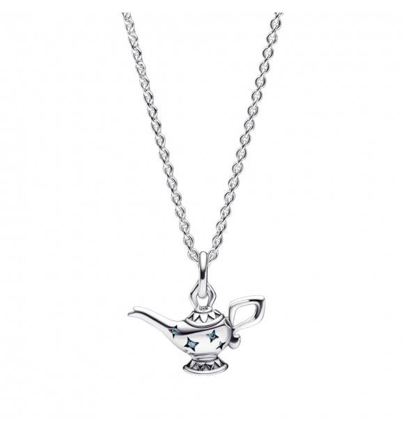 PANDORA 392347C01-45 Lámpara Disney Aladdin collier de plata de ley con circonitas cúbicas verde azulado