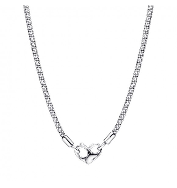 Studded chain sterling silver necklace with heart clasp