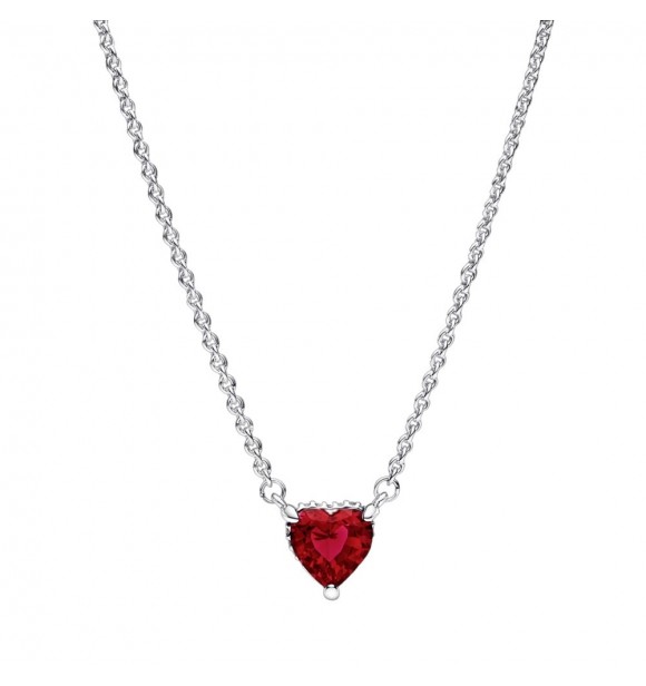 Heart sterling silver collier with cherries jubilee red crystal and clear cubic zirconia